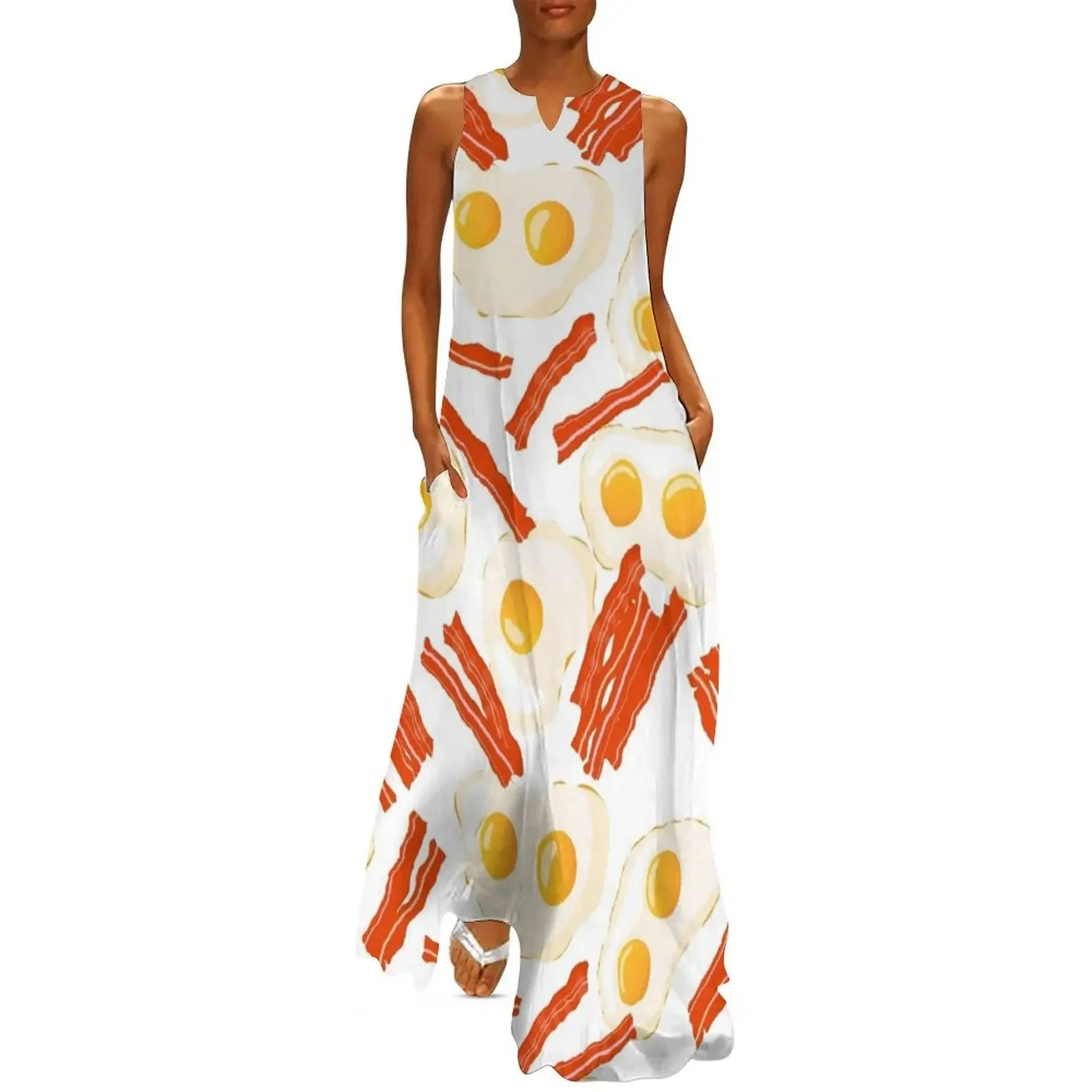 

Fried eggs with bacon Long Dress Clothing Dresses for wedding party woman dress Summer dresses for women Dress