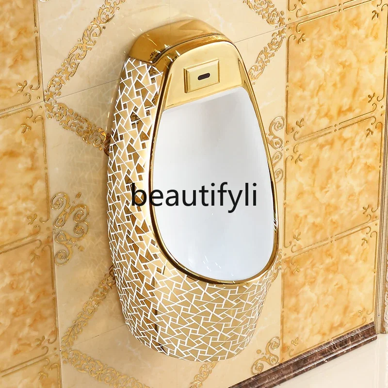 

Wall-mounted automatic induction golden urinal men's urinal ceramic urinal8076