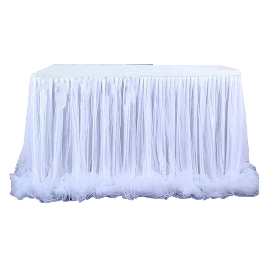 Table Skirt Gold-Rimmed Mesh Plain Tables Cover High-End Home Decor Thanksgiving New Year’s Casino Celebrations