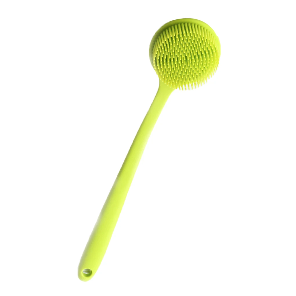 Brosse de massage de bain double face en gel de pton, manche long flexible, épurateur de douche pour le dos et le corps