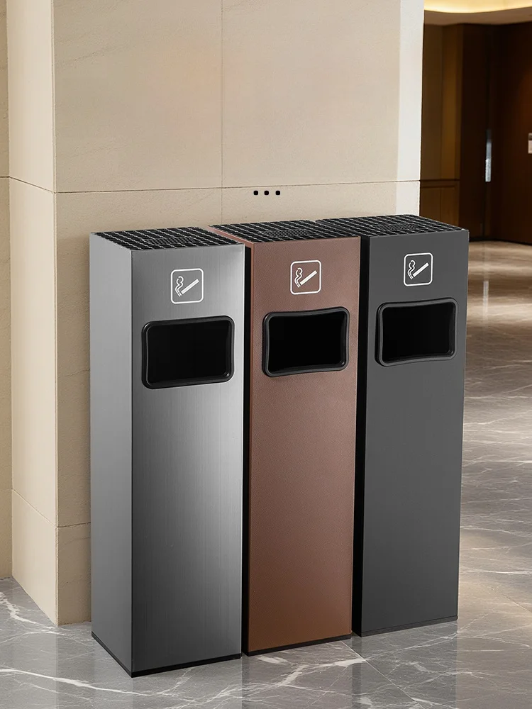 

Stainless Steel Outdoor Hotel Elevator Entrance Cylindrical Ashtray Bucket Commercial Use with Ashtray Trash Can for Restaura...