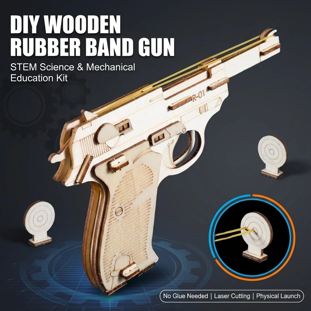 STEM DIY Rubber Band Gun Model Tech Production Invention Science Experiment Kit Puzzle Teaching Aids Material For  Students