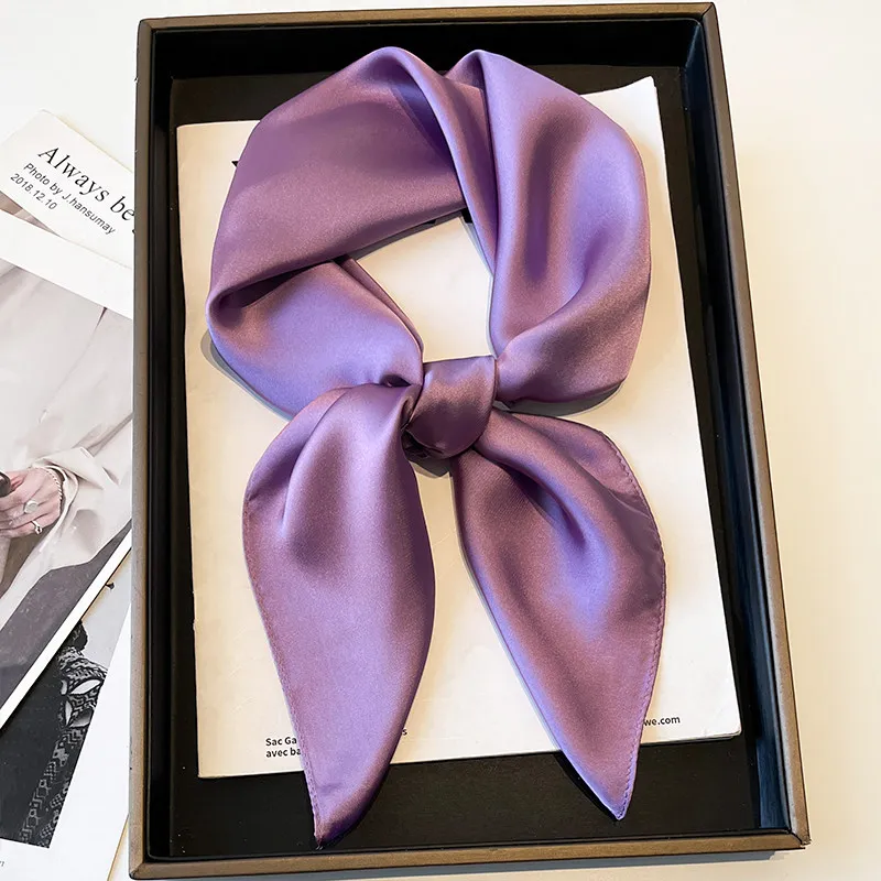 

Simple solid color scarf for women, faux silk small square scarf 70cm, basic style for pairing with shirts, neckerchief, or hair