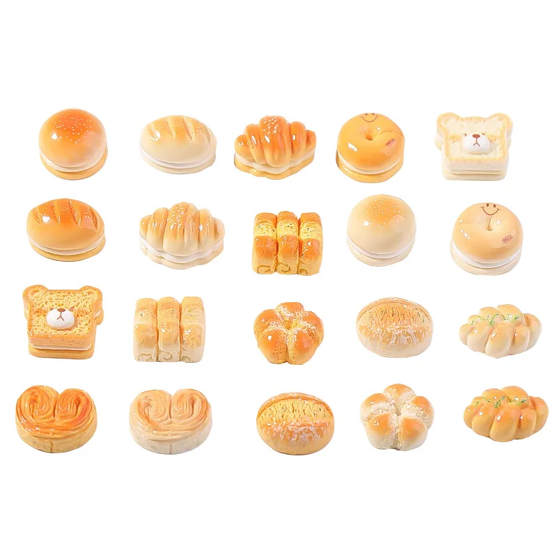 3 قطعة خبز صغير نخب دونات كعكة لفة الحلوى الغذاء المطبخ نموذج الراتنج لعبة Diy بها بنفسك اكسسوارات الكرتون محاكاة الغذاء اللعب المفاتيح