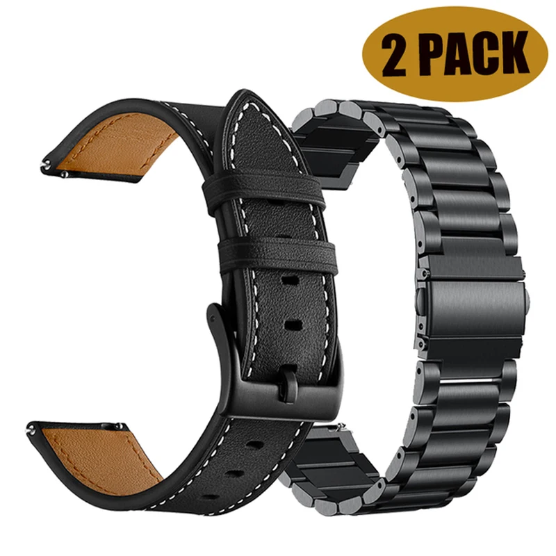 

18mm 20mm 22mm Metal Strap For Garmin Vivoactive 3 4 4s Band Watch Venu 2 2s SQ Forerunner 645 Bracelet Leather Loop