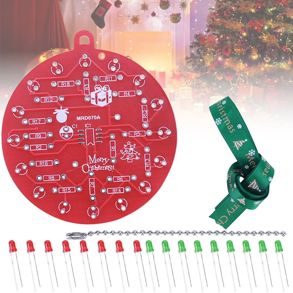 NE555 Flashing Lights Soldering Practice Board LED Christmas Tree Decoration with LED Lights PCB Crcuit Ornaments Soldering Kit