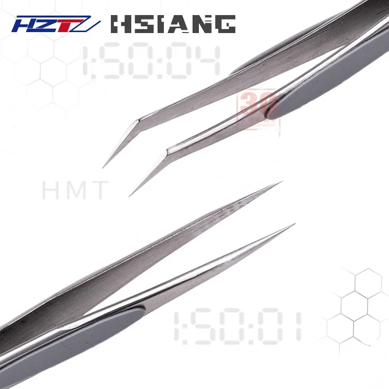 HSIANG HMT-15001/15004 High Precision Tweezers Straight Curved Silicone Anti-slip Handle for Model Building Tools Hobby DIY