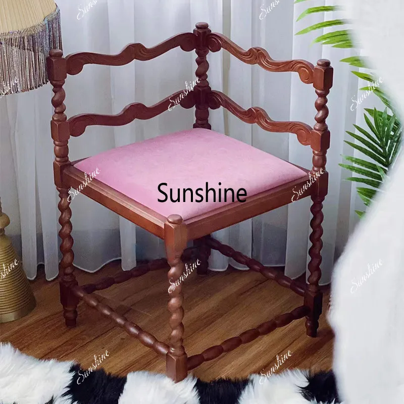 

French retro balcony light luxury corner leisure chair living room armchair