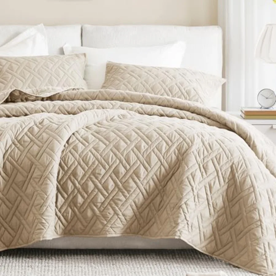 

Комплект стеганых покрывал Queen: современный двусторонний ромбовидный дизайн, уютное стеганое покрывало для зимы, легкое и мягкое, всесезонное.