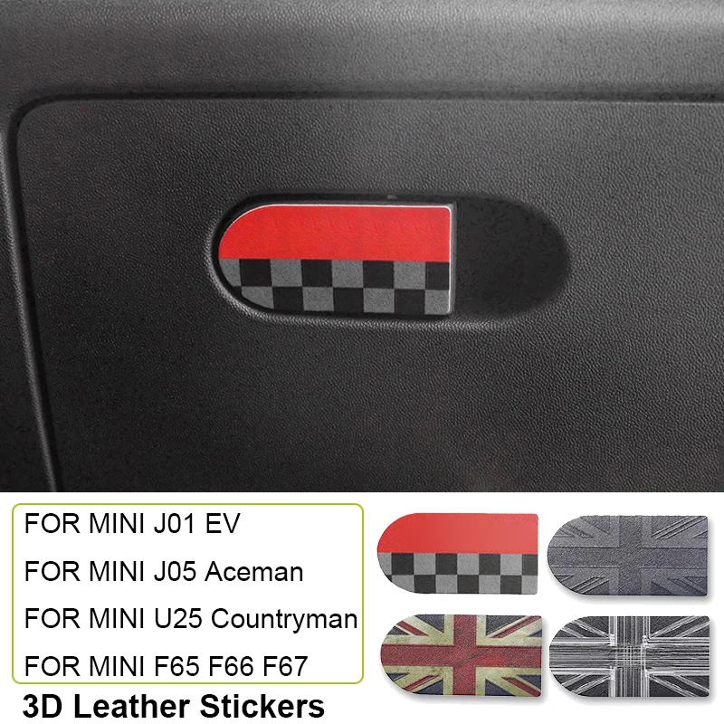

Для Mini Countryman U25 F65 F66 F67 Cooper S E SE J01 EV J05 Aceman JCW 2024 2025 3D кожаная наклейка на ручку бардачка автомобиля