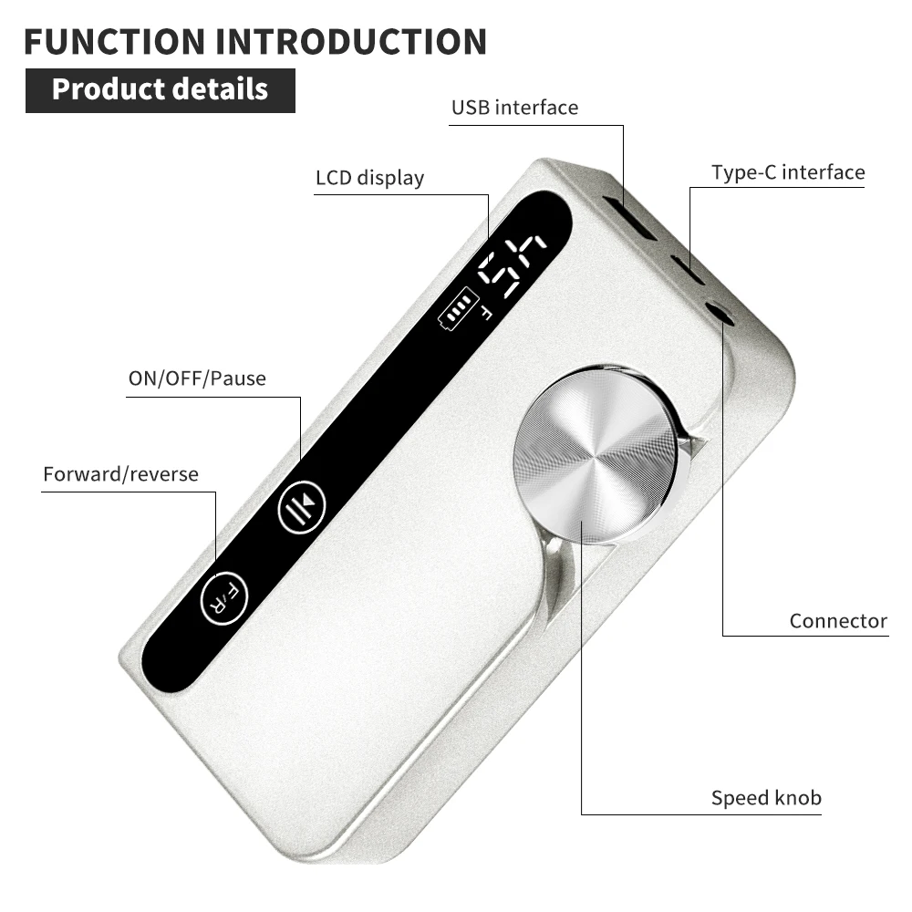 Taladro de uñas recargable de 45000RPM, máquina profesional de pulido de uñas de bajo ruido, adecuada para herramienta de pulido de esmalte de uñas de Gel