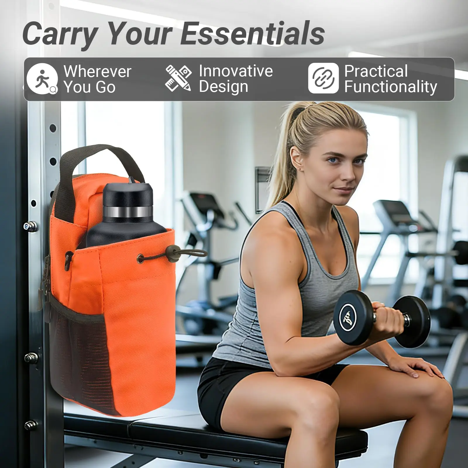 WOOJACK Stronge Magnetic Gym Bag for Men & Women Magnetic Water Bottle Holder Gym Accessories Crossbody Bag for Fitness (Pink)