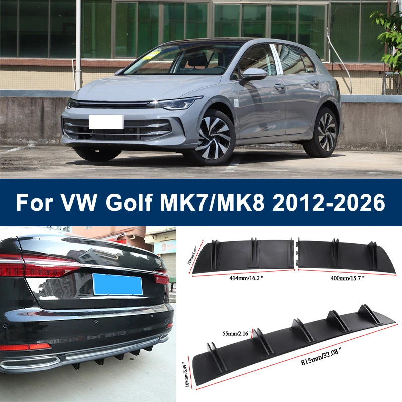 

2-Segment Shark Fin Rear Diffuser For Volkswagen VW Golf MK7 MK8 2012-2026 Rear Bumper Lip Splitter Chassis Spoiler Tuning Parts