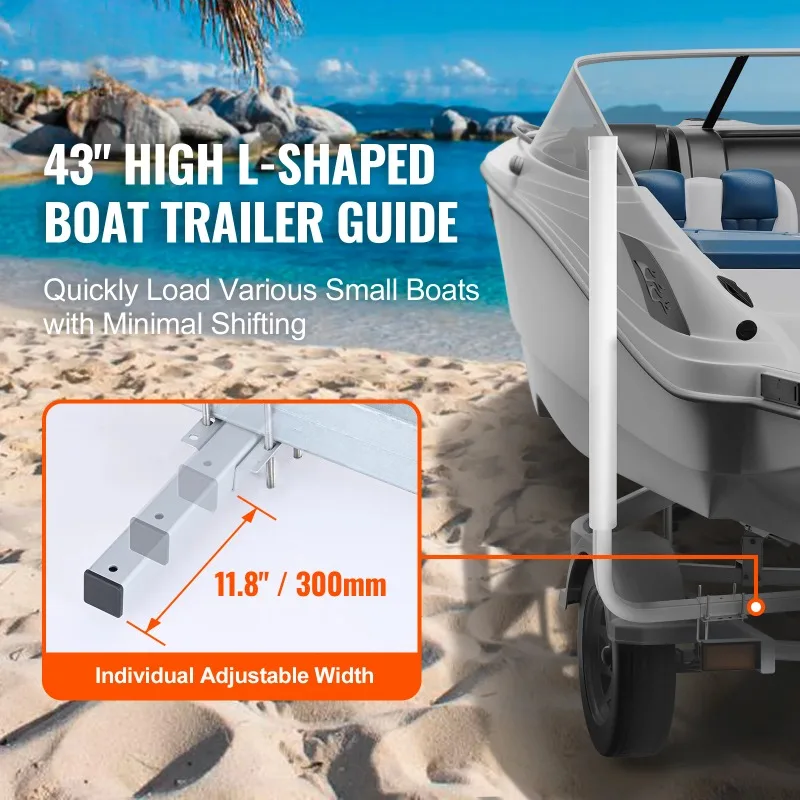 Boat Trailer Guide 43”Adjustable Design Trailer Guide Poles 2PCS Rustproof Galvanized Steel Trailer Guide With PVC Pipe
