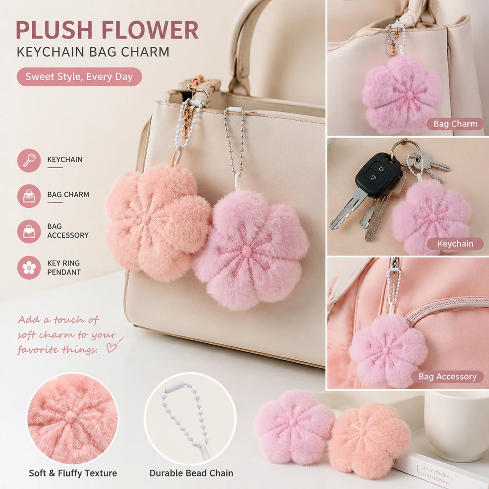 New Sakura Series Keychain Soft Bag Pendant DIY Cartoon Key Holder Backpack Decoration