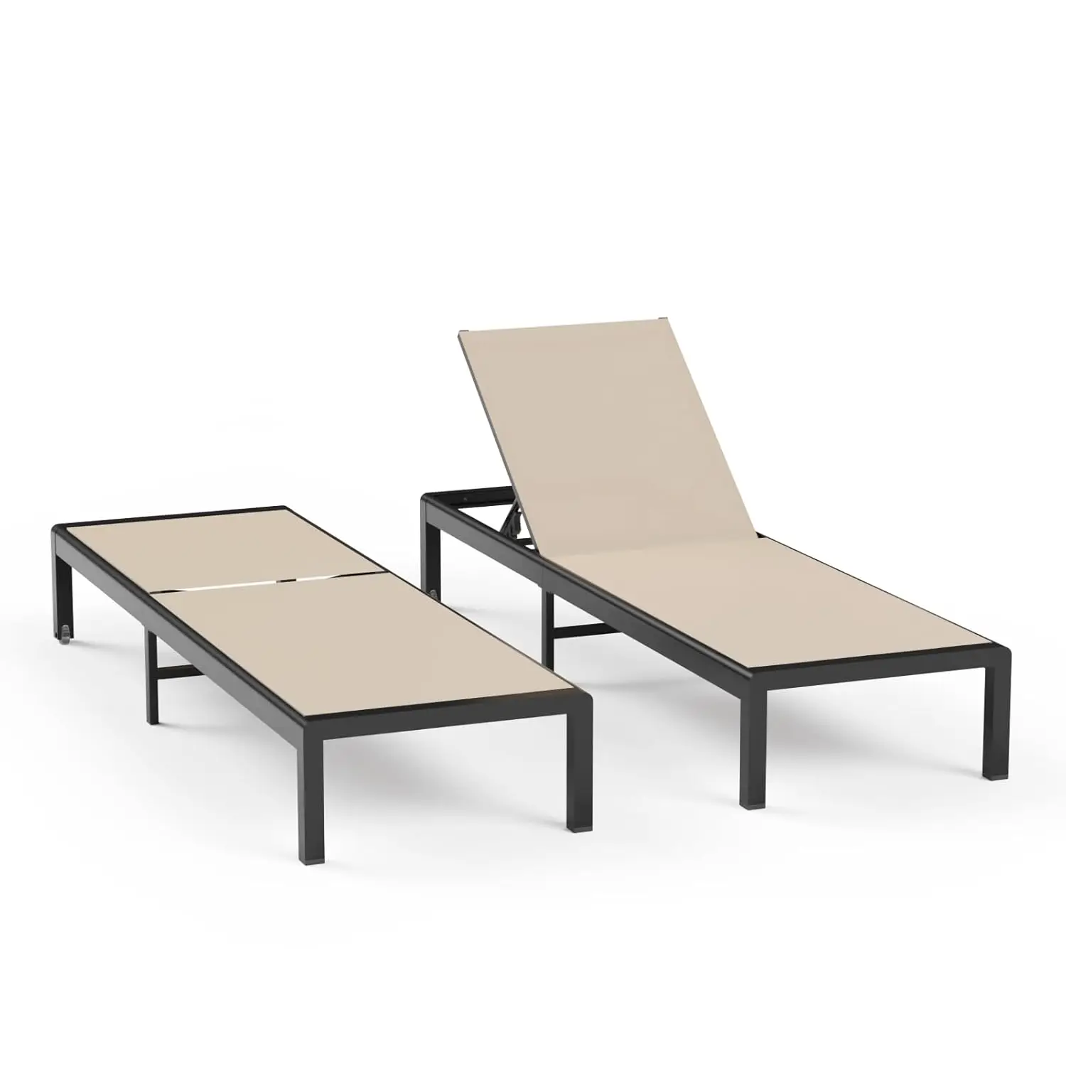 

Aluminum Lounge Chairs Outdoor Chaise Furniture,2 Sets Patio Metal Deck Lounger Adjustable 5-Position Poolside, Customized