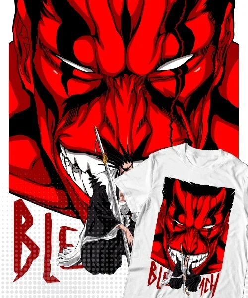 Camiseta unisex BLEACH Zaraki Kenpachi y su Demonio Bankai Cotton anime T-shirt