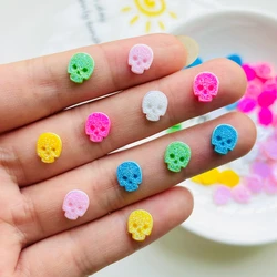 100 Pcs New Kawaii Cartoon Shiny Skull Head Resin Flat Back Scrapbook Figurine DIY Bow Decor Manicure Accessories Crafts A39