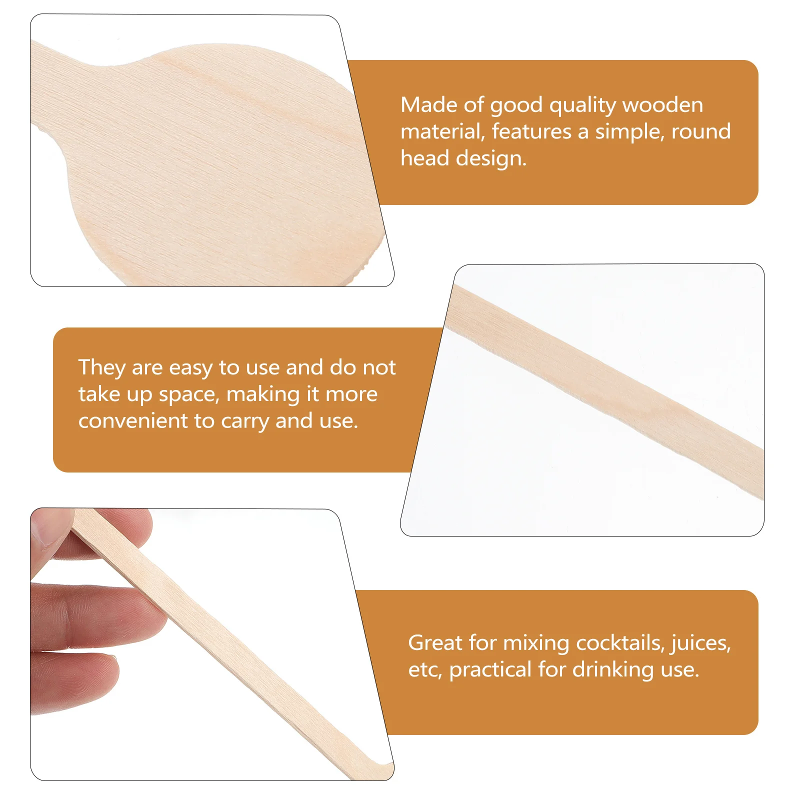 

50Pcs Wooden Stirring Rods Coffee Sticks Lemon Squeezer Cocktail Bar Beverage Stirring Sticks Beverage Stirrer