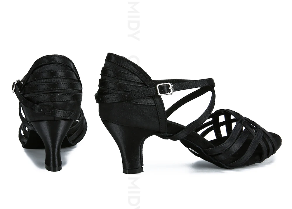 CINMIDY Damen-Satin-Tanzschuhe, weiße Latein-Tanzschuhe, Tango-, Salsa- und Ballsaal-Tanzschuhe mit Absatz, Damenschuhe für Partys. – Detail 16