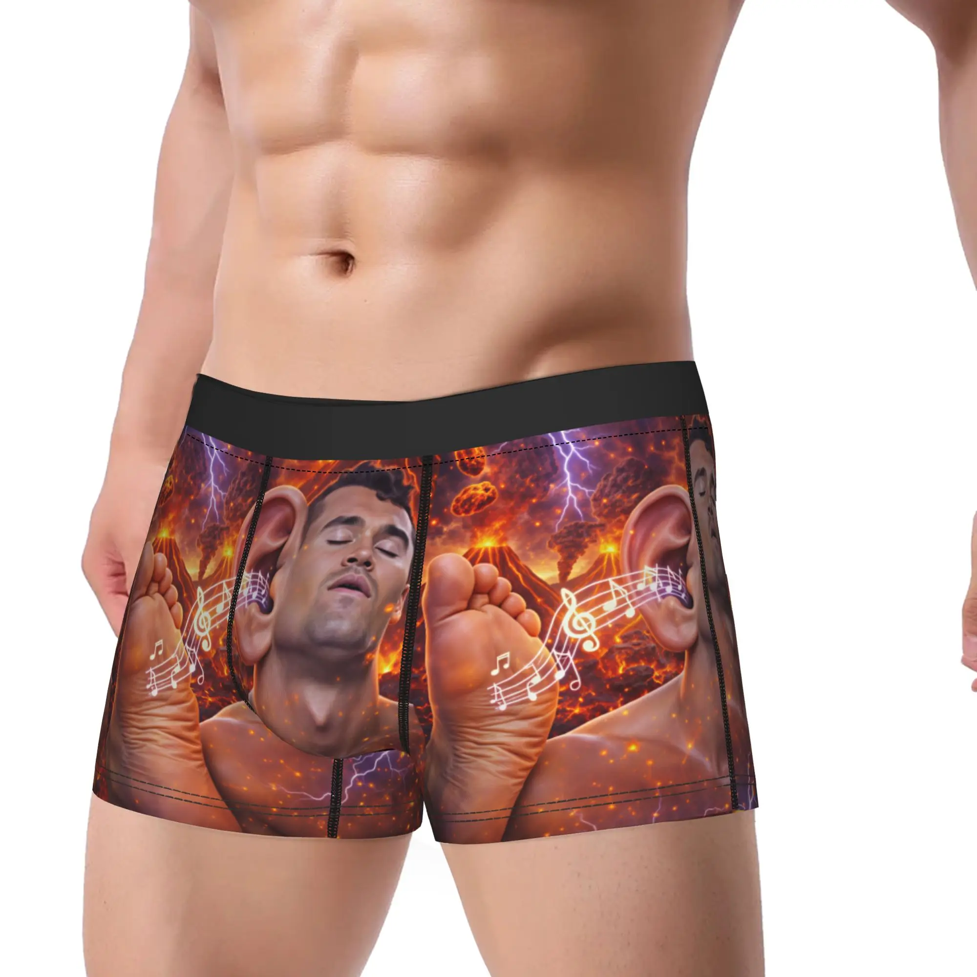 Charlie Kirk Funny Big Ear Giant Foot Music Note Boxer Shorts Pouch Underwear Trenky Print Boxer Brief Breathable Male Panties