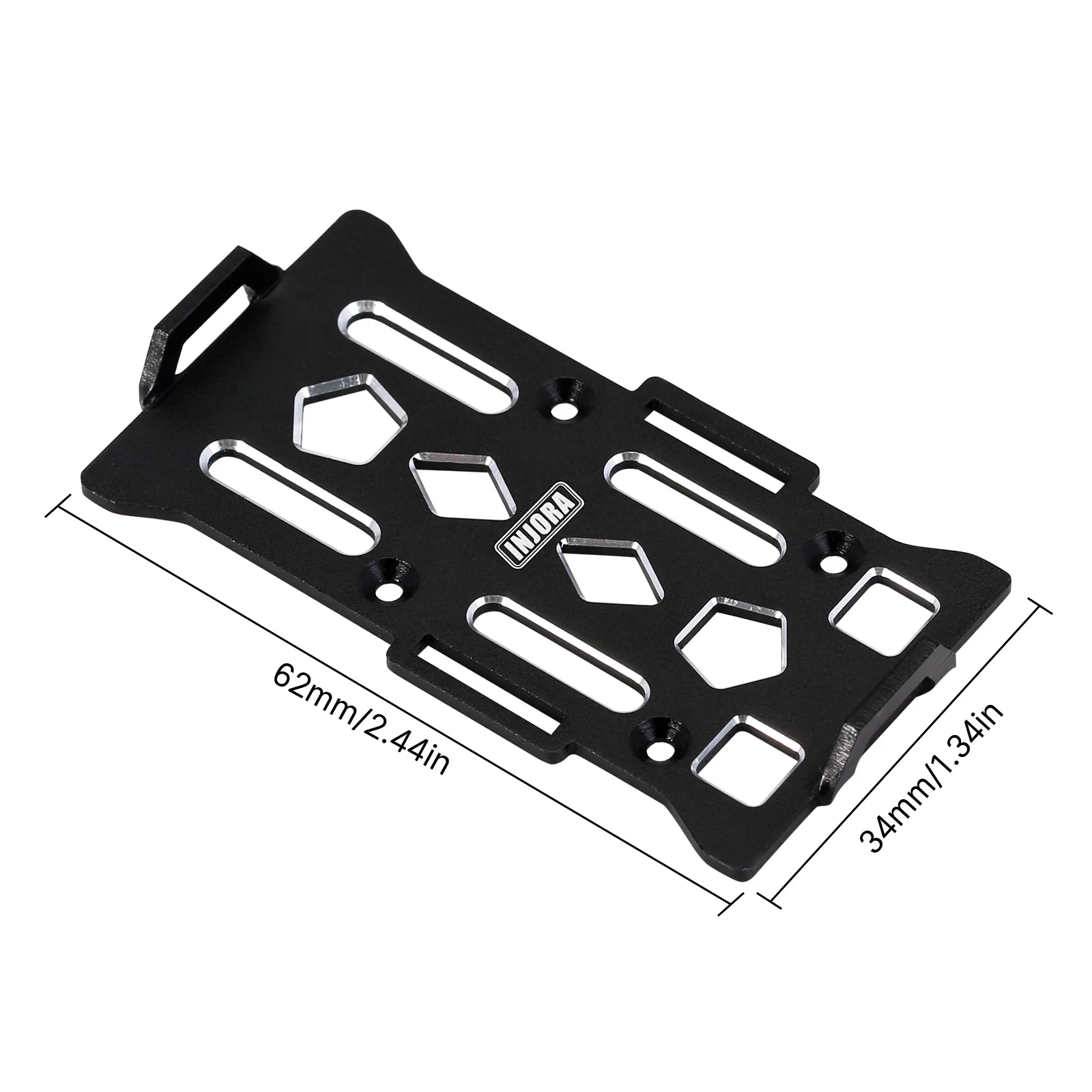 INJORA CNC aluminium baterii tacka zestaw z paskami dla 1/24 gąsienica RC osiowe SCX24 C10 Deadbolt JEEP JLU części zamienne