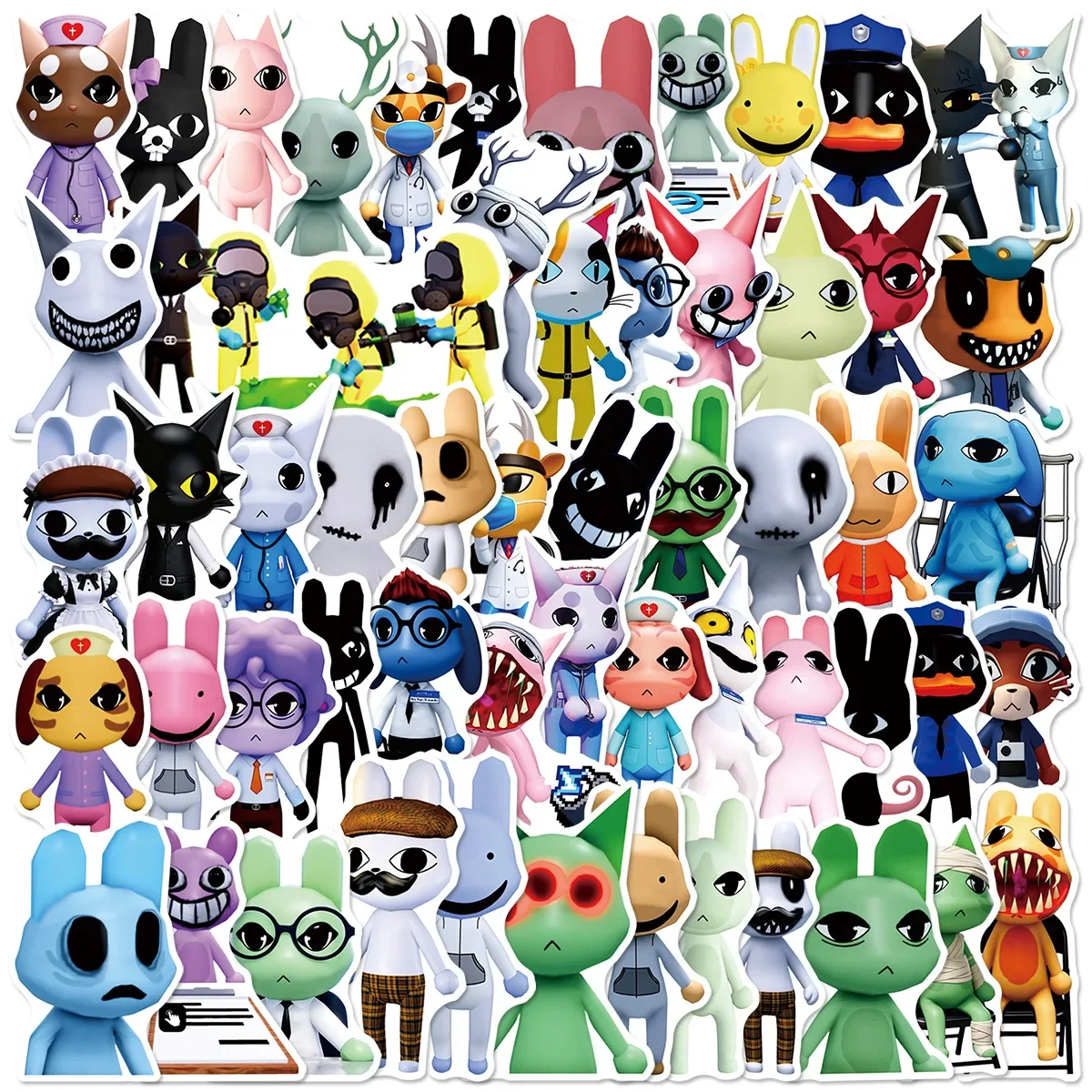 Hot 50PCS Horror Game Animal Hospital DIY Horror Sticker Toy Bag Mobile Phone Scrapbooks Waterproof Stickers Halloween Gift view 2