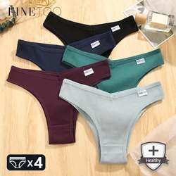 4Pcs Cotton Breathable Underwear Women's Brazilian Panties Low-Waist Waffle G-string Female Solid Stretch Briefs Soft Lingerie