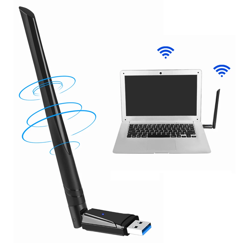 WiFi 6 USB Adapter 900Mbps Dual Band 2.4G&5GHz Wireless Receiver Driver Free USB Dongle Receiver 5dbi Antenna for Win 10/11
