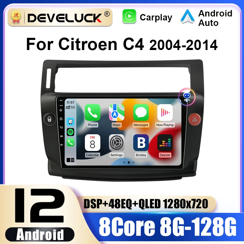 2 Din Android 12 Car Radio For Citroen C4 C-Triomphe Quatre 2004-2014 Multimedia Video Player GPS Carplay Auto Stereo Head Unit