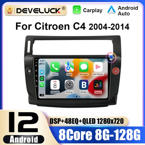 Imagen 1 del producto 2 Din Android 12 Radio de coche para Citroen C4 c-triomphe Quatre 2004-2014 reproductor de vídeo Multimedia GPS Carplay unidad principal estéreo automática