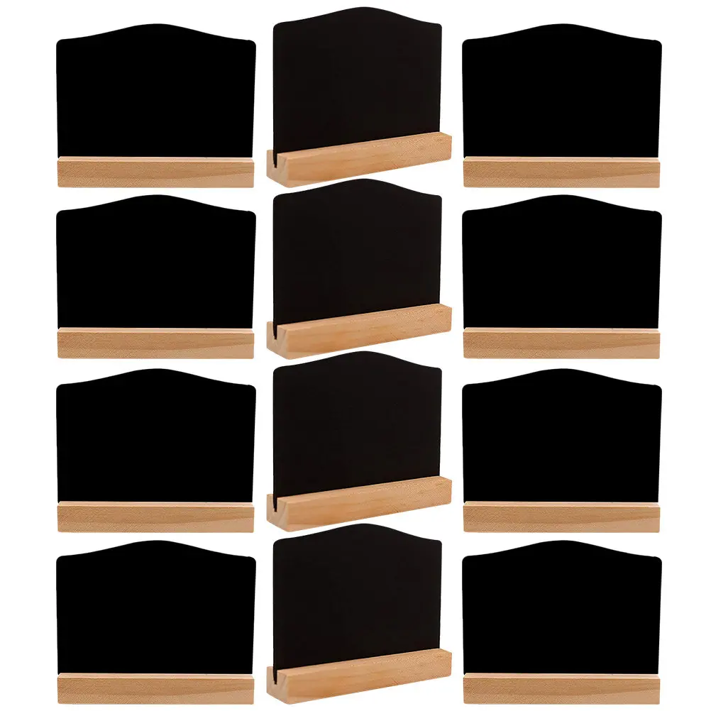 12Pcs Mini Chalkboards Wood Base Double Sided Small Rectangle Blackboard Signs for Table Numbers Menus Prices Daily Messages