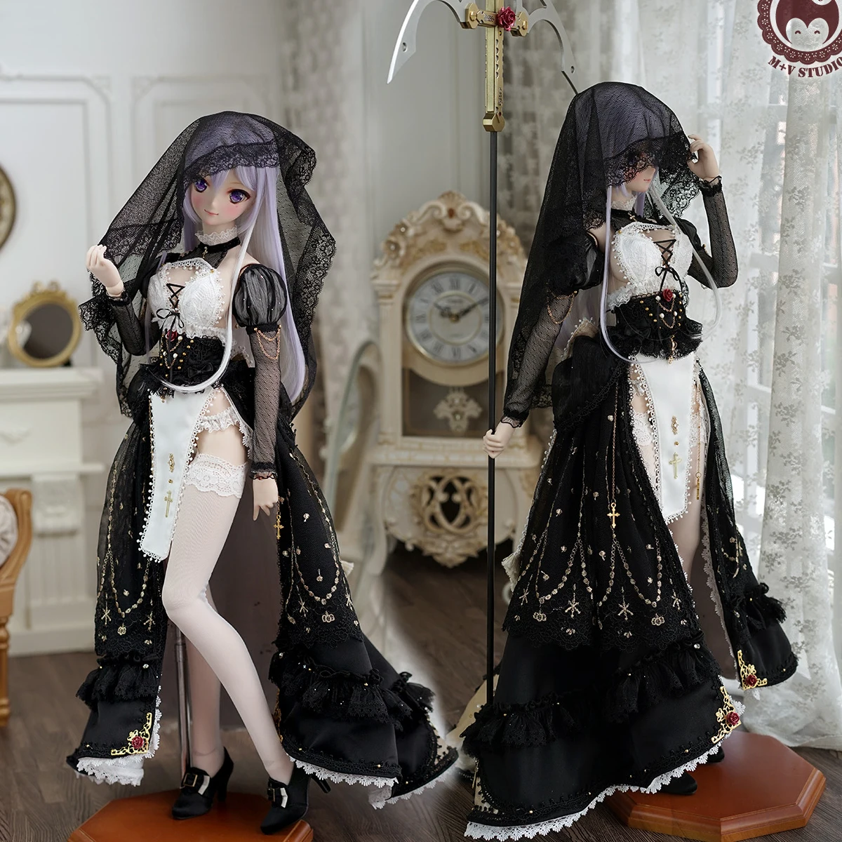 Limited Gothic Dress BJD 1/3 DD SD DY Priestess Dress Lace Lingerie Panties Skirt BJD Doll Clothes Accessories