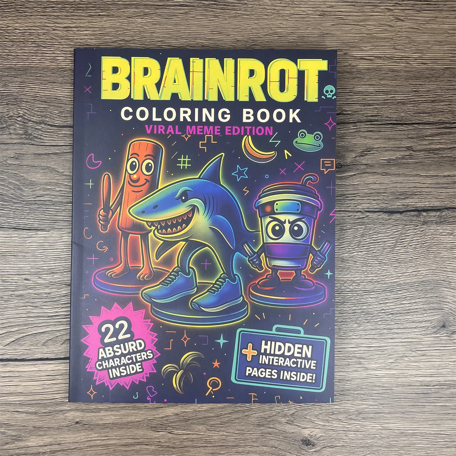 

Книжка-раскраска Brain rot на 22 страницы, книжка-раскраска с забавным рисунком граффити и мандалы - подарок для отдыха на дни рождения, семейные собрания