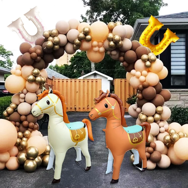 

New large-scale 3D noble horse animal foil horse racing festival balloon animal party festival scene decoration balloon arch set