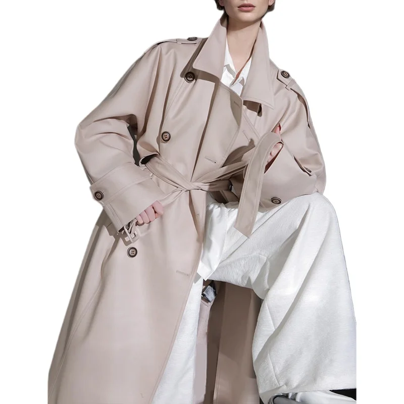 الرجعية مزاجه البريطاني التنقل مزدوجة الصدر المتوسطة وطويلة خندق معطف المرأة أوائل الربيع جديد الدانتيل متابعة معطف خندق