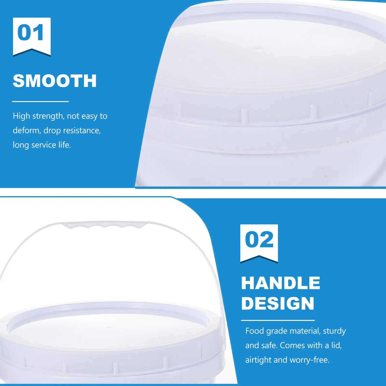 9L Round White ABS Pigment Bucket with Lid Food Grade Airtight Painting Container for Color Mixing Art Studio Storage