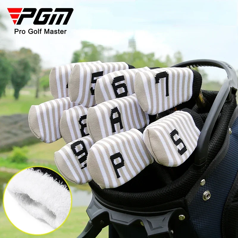 PGM 10pcs Golf Club Head Cover Thickened Plush Knitted Iron covers Set with Size Men and Women GT217