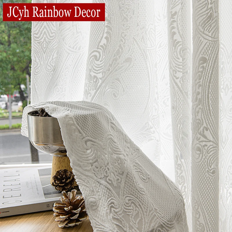 Hall White Voile Curtains for Girls Bedroom Living Room Velvet Sheer Curtain for Door Divider Private Semi Shading Mariage Decor