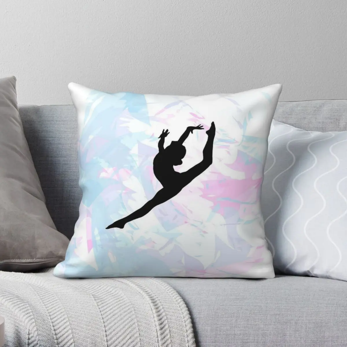 Gymnastics Silhouette Pillowcase Polyester Linen Velvet Printed Zip Decorative Throw Pillow Case Bed Cushion Cover Wholesale