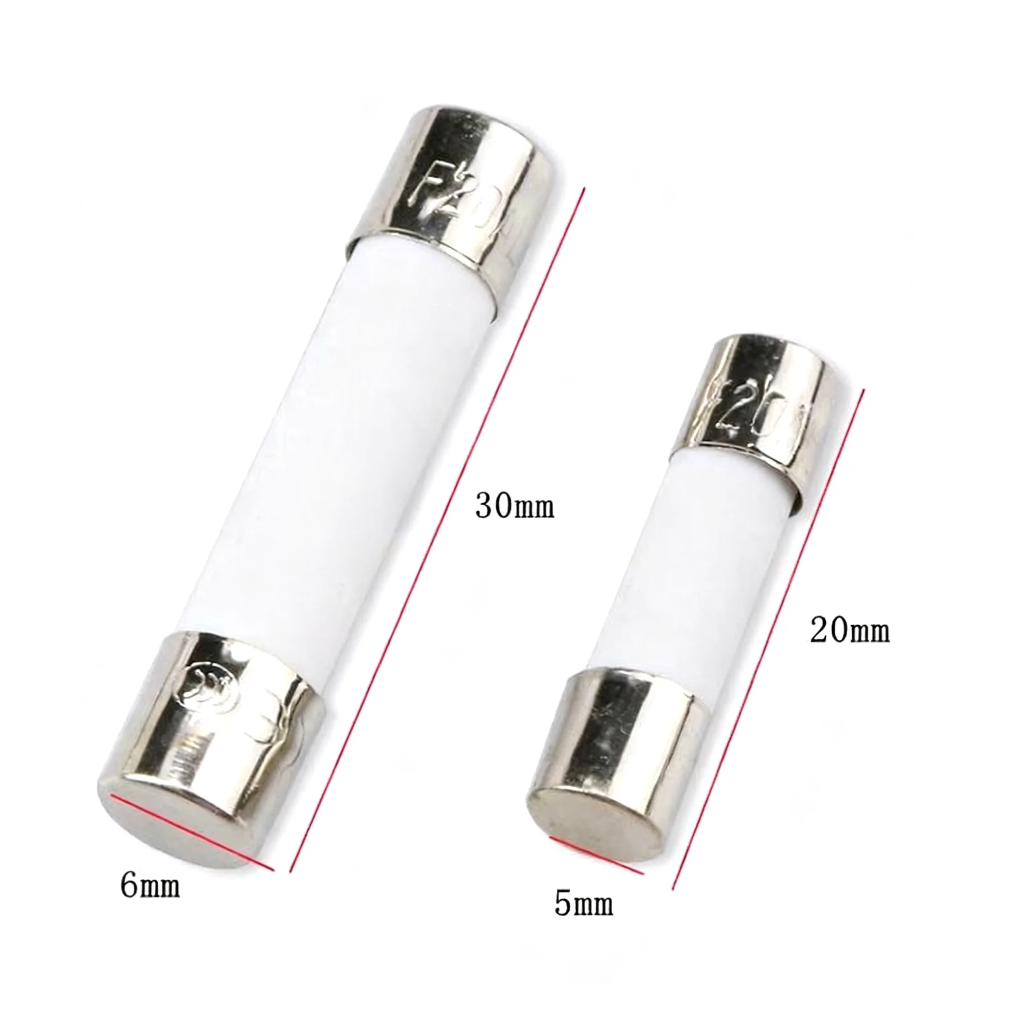 5x20/6*30MM Ceramic Fuse Tube 0.1 A-40 A Current Optional Tag Detail Specifications 0.123456.3789 A1012152530A Fuse 250V