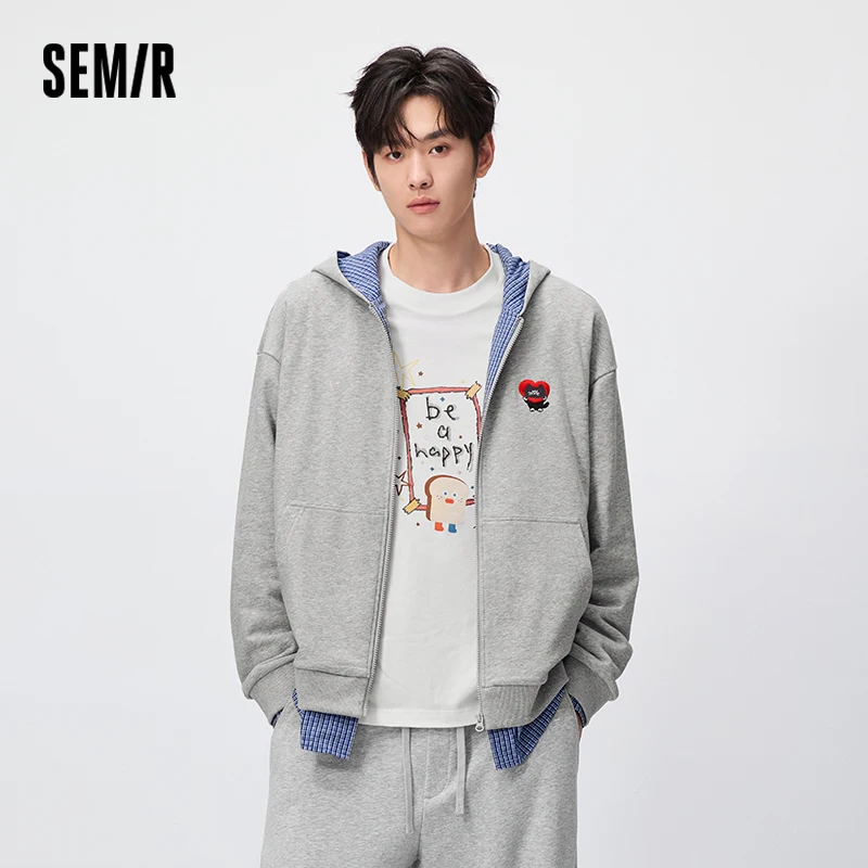 Semir Men Jacket Mock Layer Knit Panel Loose Fit 2026 Autumn Urban Casual Couple Style Lightweight Everyday Outerwear