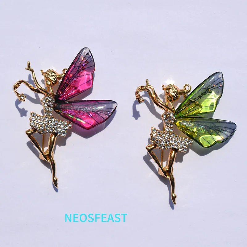 Elegant Jewelry Rhinestone Dancer Brooches for Women Multi Color Resin Pin Delicate Corsage Ladies Party Gifts Dress Ornaments