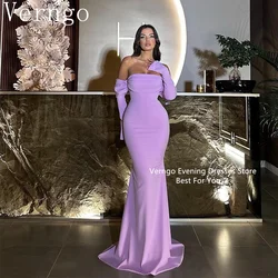 Verngo Purple Crepe Prom Gown Simple Mermaid Party Dress For Women Dress For Formal Occasion With Gloves Outfit