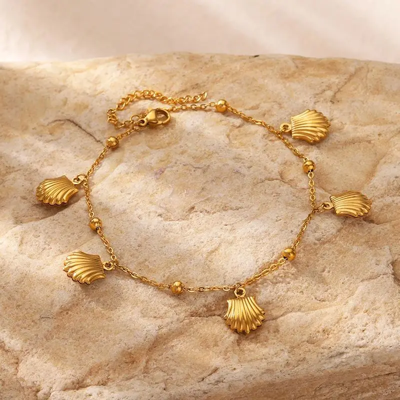 

Fashion Shell Anklets for Women Stainless Steel Gold Color Leg Chain Ankle Bracelet Femme Summer Beach Foot Jewelry Gift