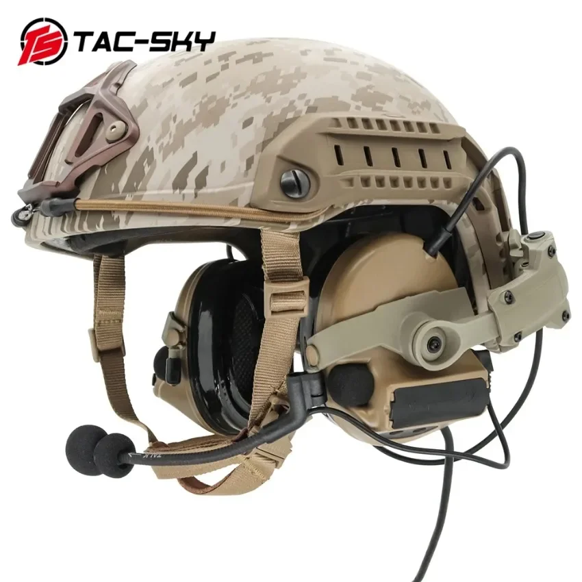 TAC-SKY Comtac II Tactical Headset Hearing Protection Helmet ARC Rail Bracket Version Shooting Electronic Earmuffs and U94 PTT