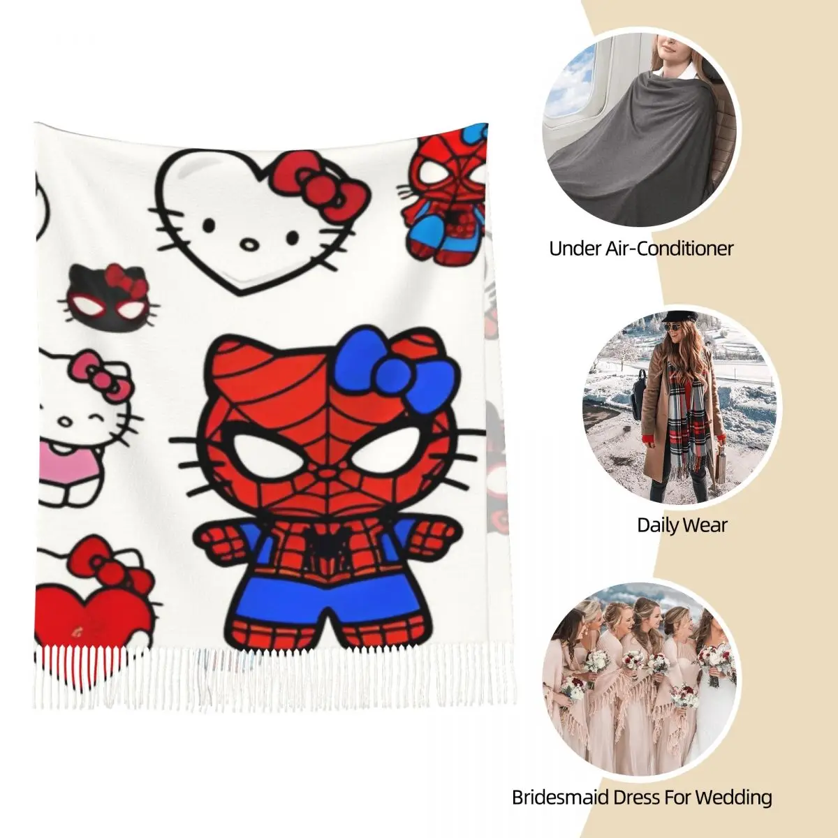 Hello Kitty Spidey-chales para hombre y mujer, bufanda larga y suave, chal de invierno