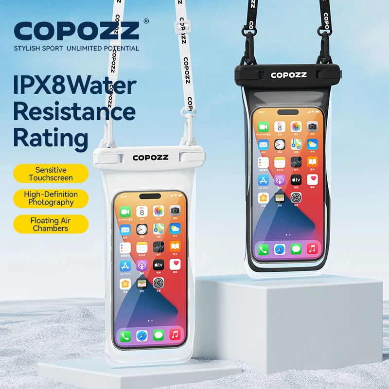 COPOZZ Custodia impermeabile universale, custodia impermeabile IPX8 per telefono per nuoto, spiaggia, kayak, custodia galleggiante sommergibile per smartphone da 7,5 pollici