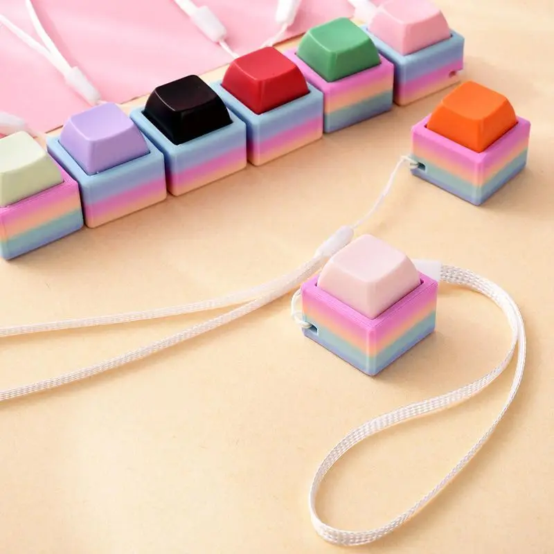 Lebendige Farben, Tastatur-Tasten als Fidget-Spielzeug, angenehmes taktiles Feedback, tragbares Schlüsselband zur Stressbewältigung, ideal für Büro, Schule und den täglichen Gebrauch. – Detail 3