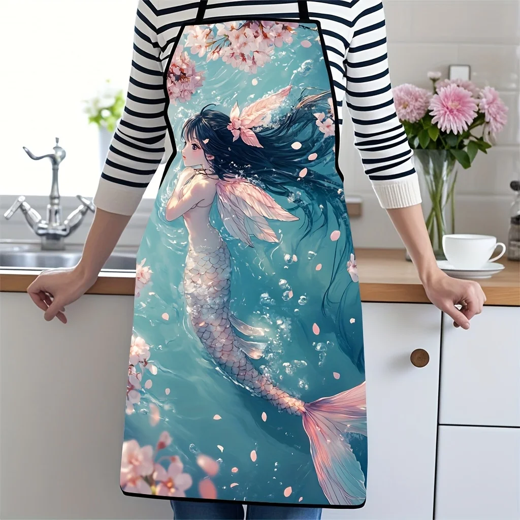 Beautiful Mermaid Tail Print Apron for Kitchen Baking Cooking Apron Apron Smock Gift for Women